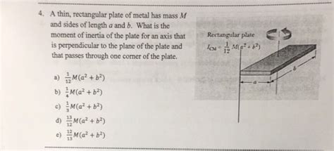 a thin rectangular sheet of metal|Solved A thin, rectangular sheet of metal has mass M and .